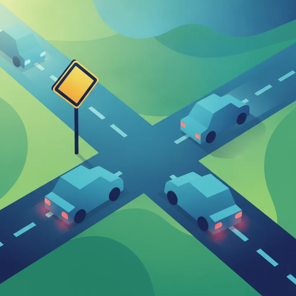 Illustration zum Thema Fahrtheorie Vortrittsregeln auf Schweizer Strassen für Lernende in Schweiz