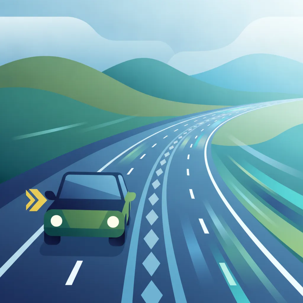 Illustration pour le sujet de théorie du permis Entrée sur autoroute pour les apprenants de Suisse