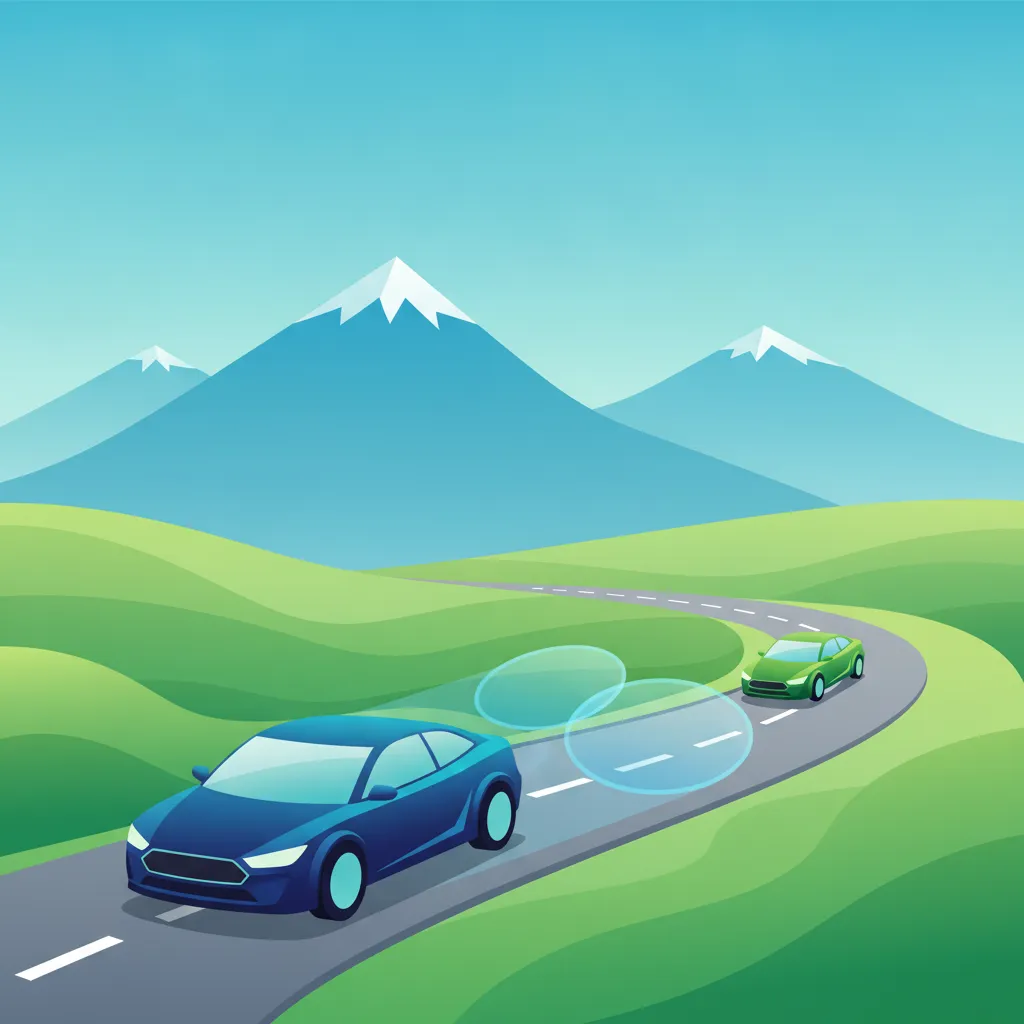 Illustration zum Thema Fahrtheorie Sicherer Abstand für Lernende in Schweiz
