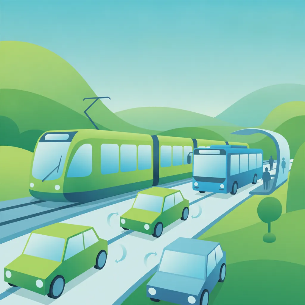 Illustration zum Thema Fahrtheorie Vorfahrt für Straßenbahnen & Busse für Lernende in Deutschland