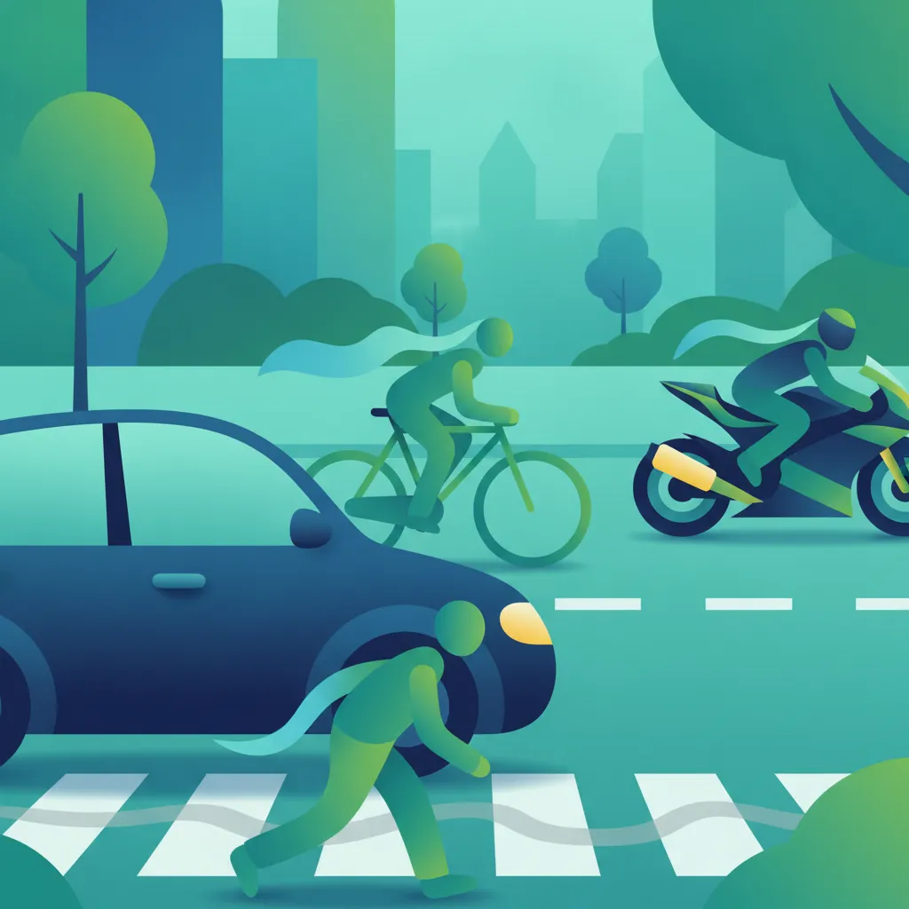 Illustration zum Thema Fahrtheorie Sicheres Miteinander im Straßenverkehr für Lernende in Deutschland
