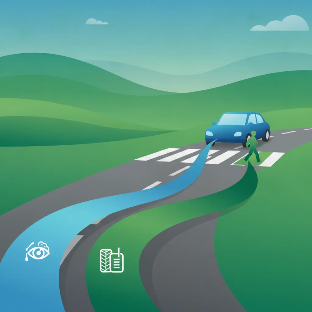Ilustración del tema teórico Velocidad y Distancia de Frenado