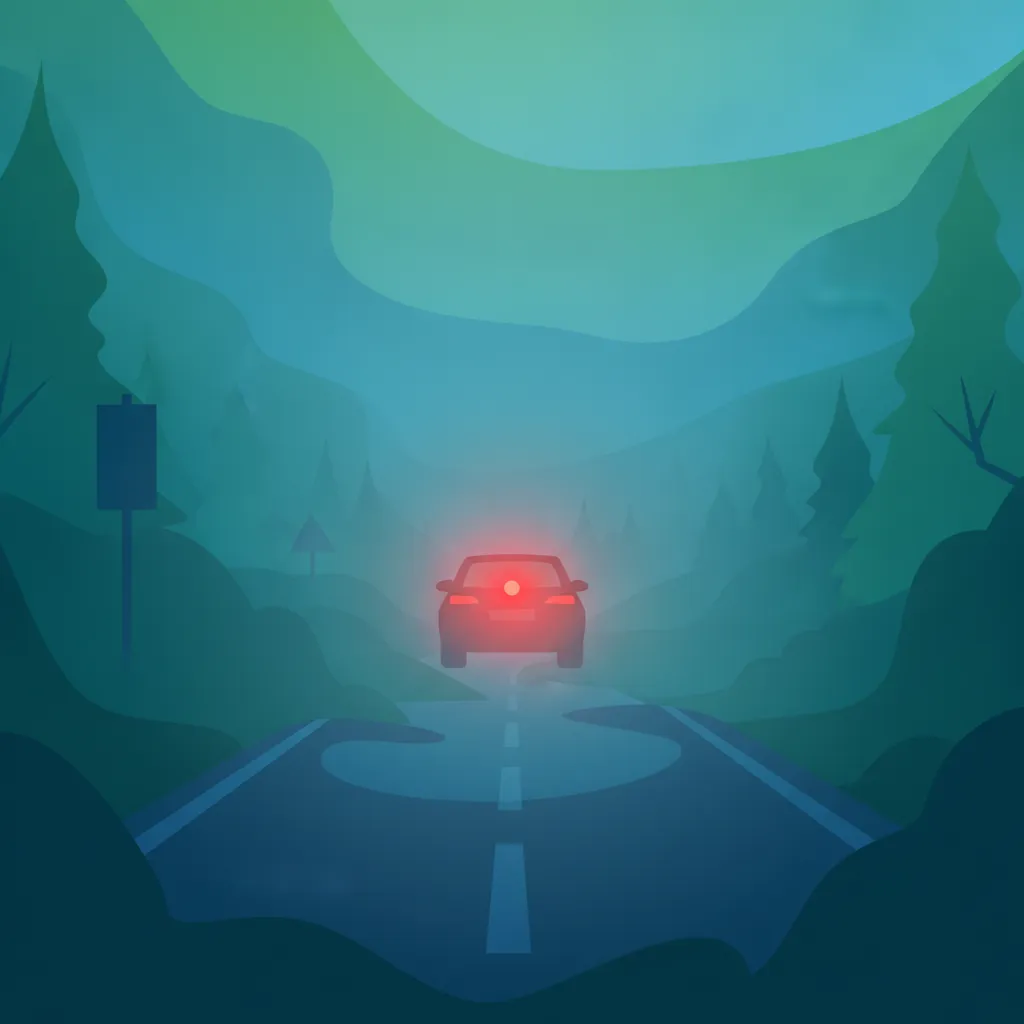 Illustration zum Theoriethema Fahren im Nebel