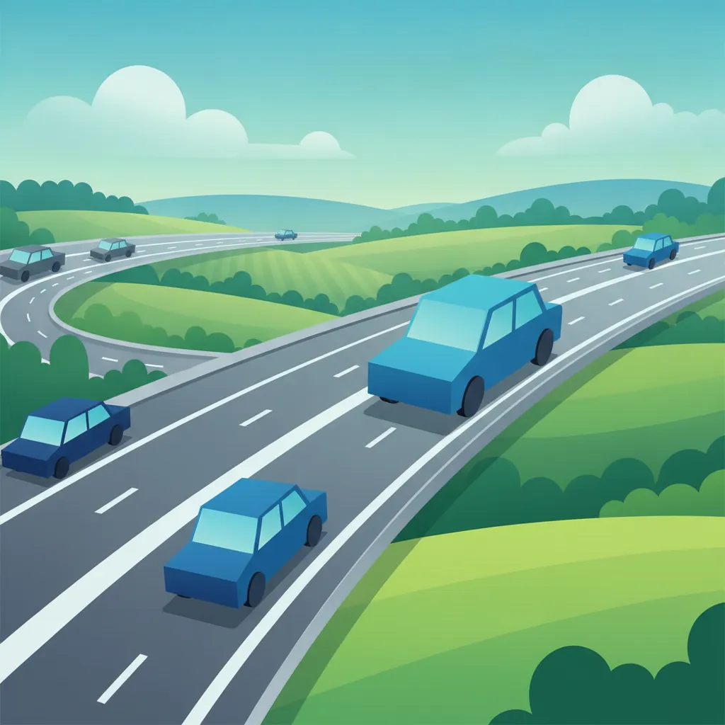Illustration zum Theoriethema Regeln für die Autobahnauffahrt
