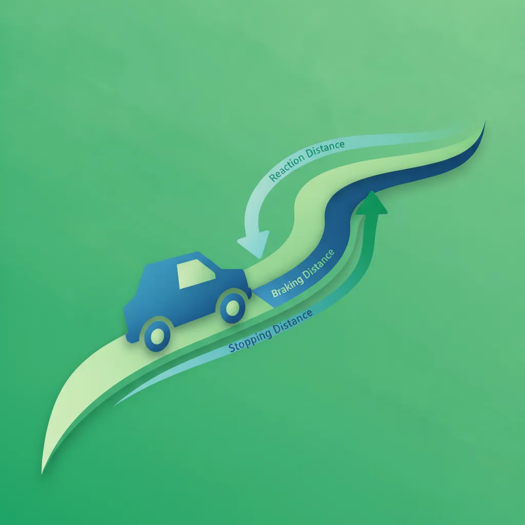 Ilustracja dla tematu teorii Dystans Zatrzymania (Anhalteweg)