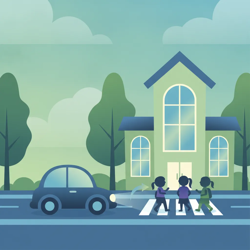 Illustration zum Thema Fahrtheorie Vorausschauendes Fahren für Lernende in Deutschland
