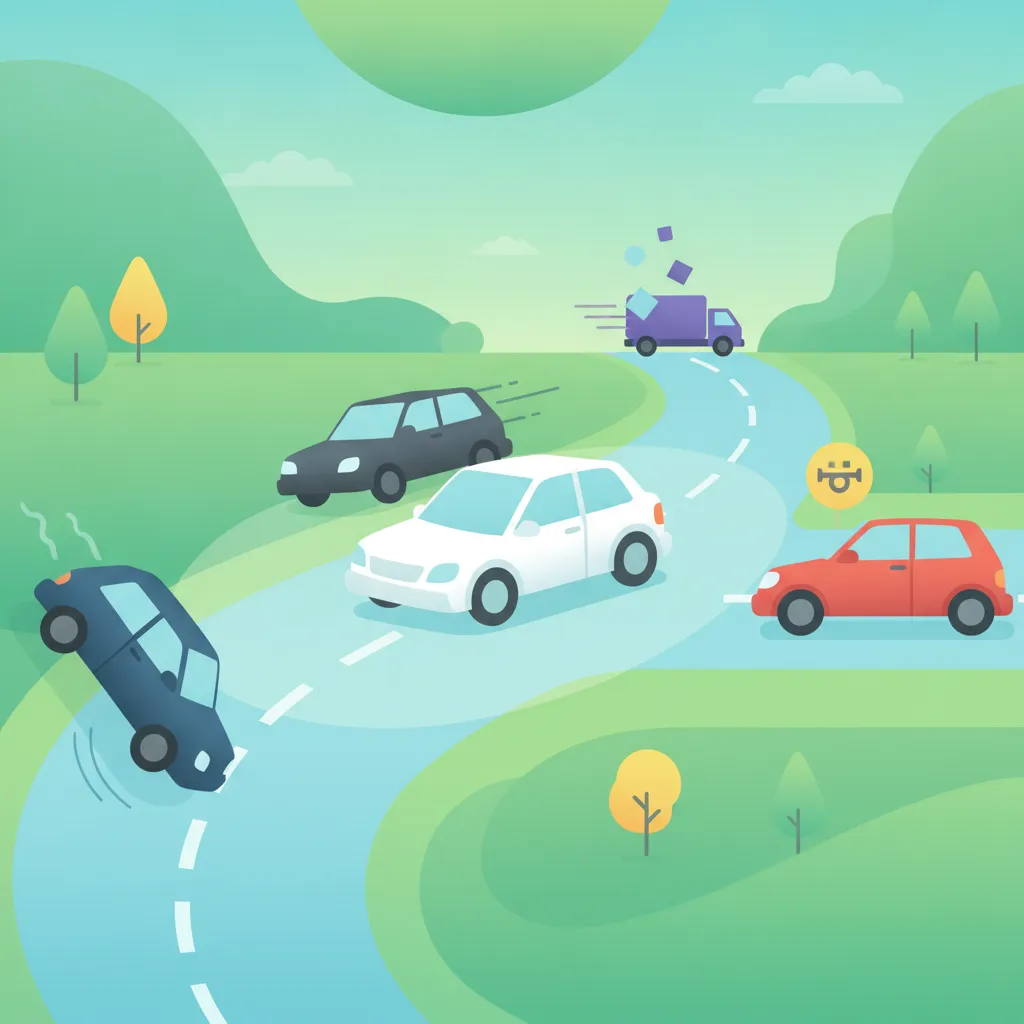 Illustration zum Theoriethema Vorausschauendes Fahren