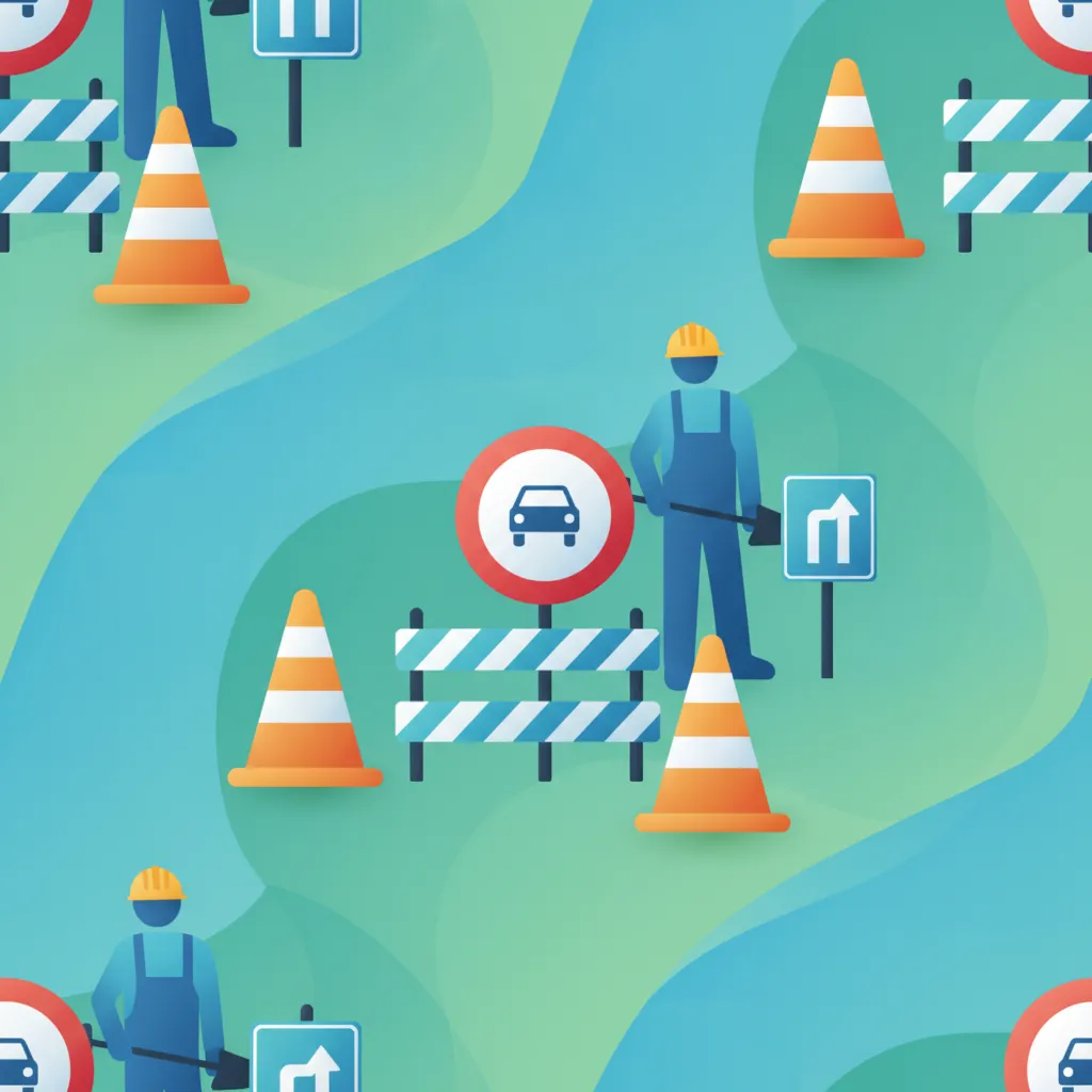 Illustration zum Thema Fahrtheorie Baustellenregeln für Lernende in Dänemark
