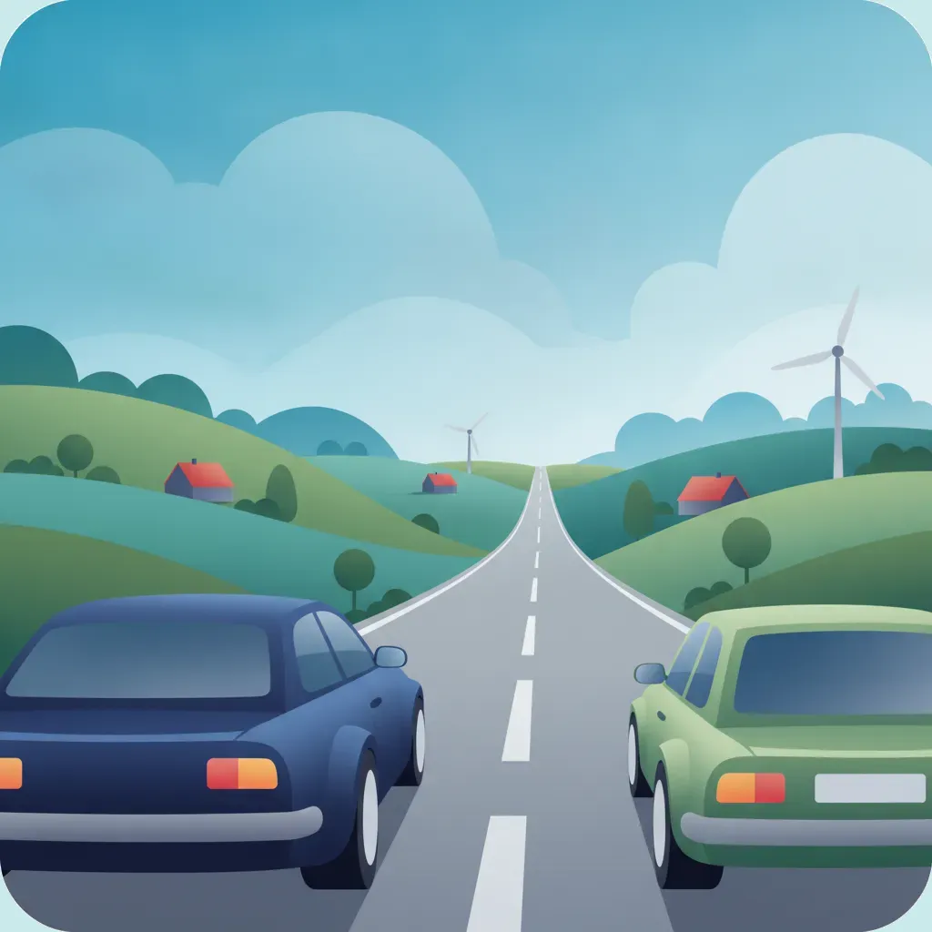 Illustration zum Thema Fahrtheorie Überholregeln Dänemark für Lernende in Dänemark