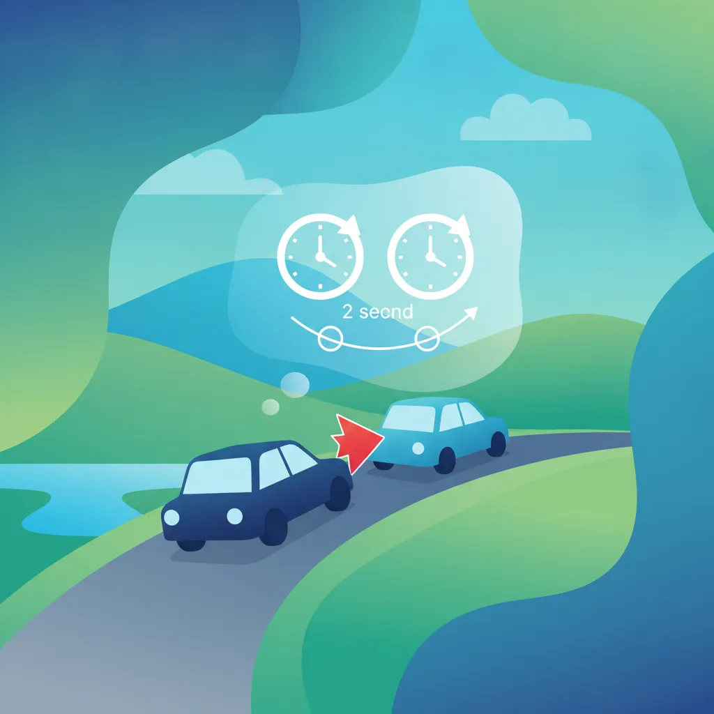 Illustration zum Thema Fahrtheorie Sicherer Abstand für Lernende in Dänemark