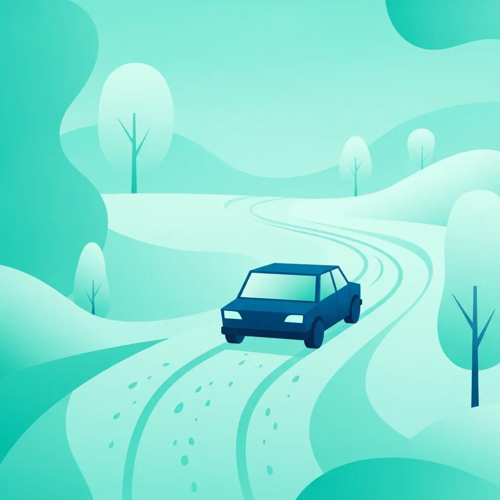 Illustration zum Thema Fahrtheorie Sicherheit beim Fahren bei Schnee & Eis für Lernende in Dänemark