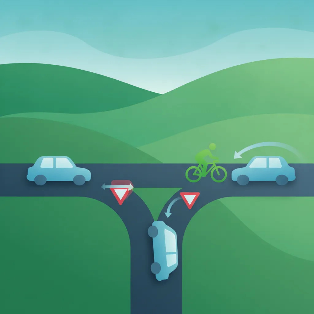 Illustration zum Thema Fahrtheorie Vorfahrtsregeln für Lernende in Dänemark