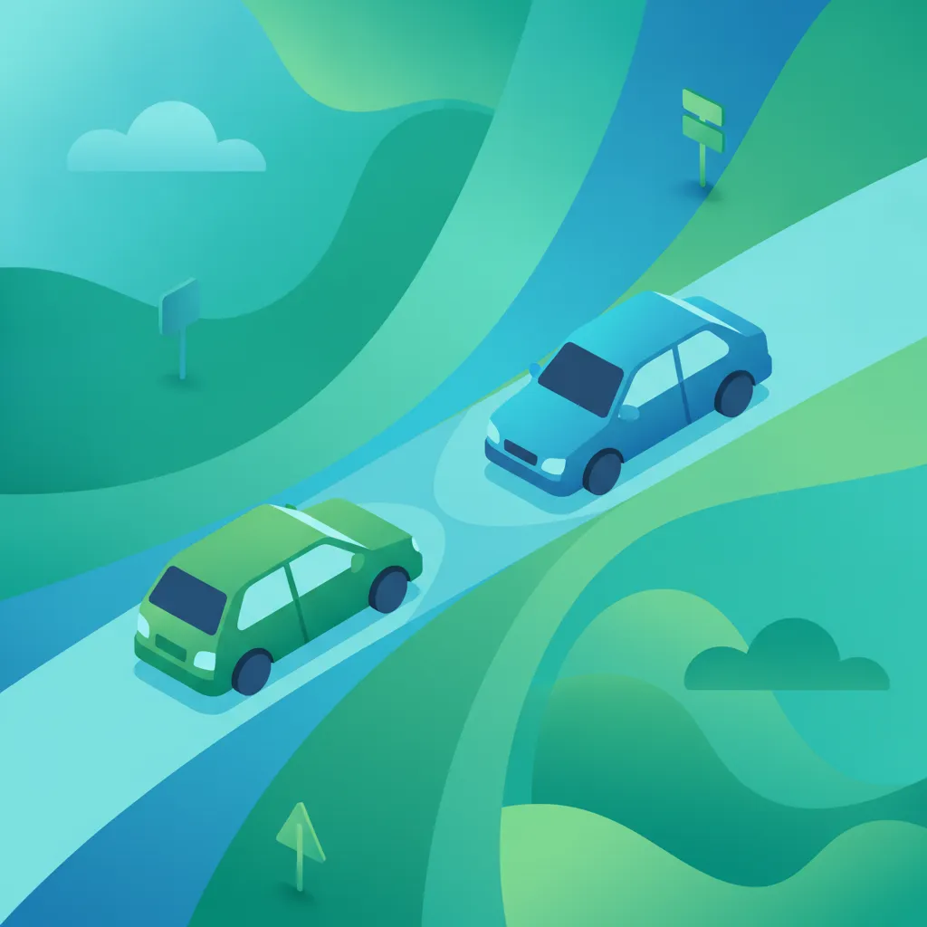 Illustration for the driving theory topic Merging Traffic for learners in Denmark