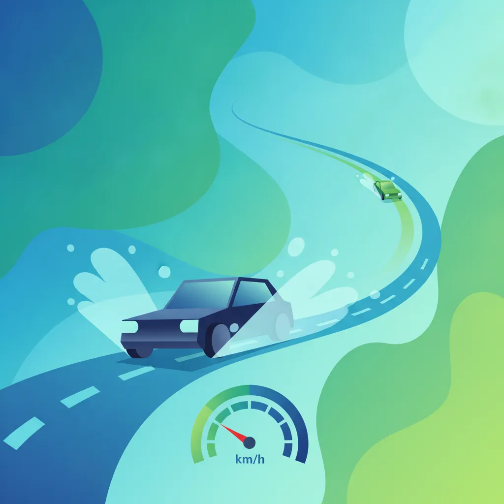 Illustration zum Theoriethema Autofahren bei Regen