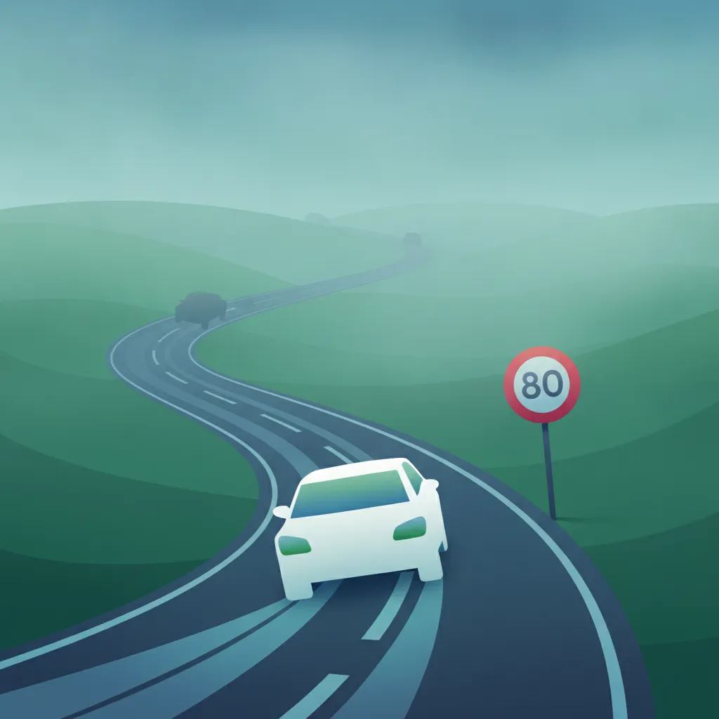 Illustration zum Thema Fahrtheorie Sichere Geschwindigkeit für Lernende in Dänemark