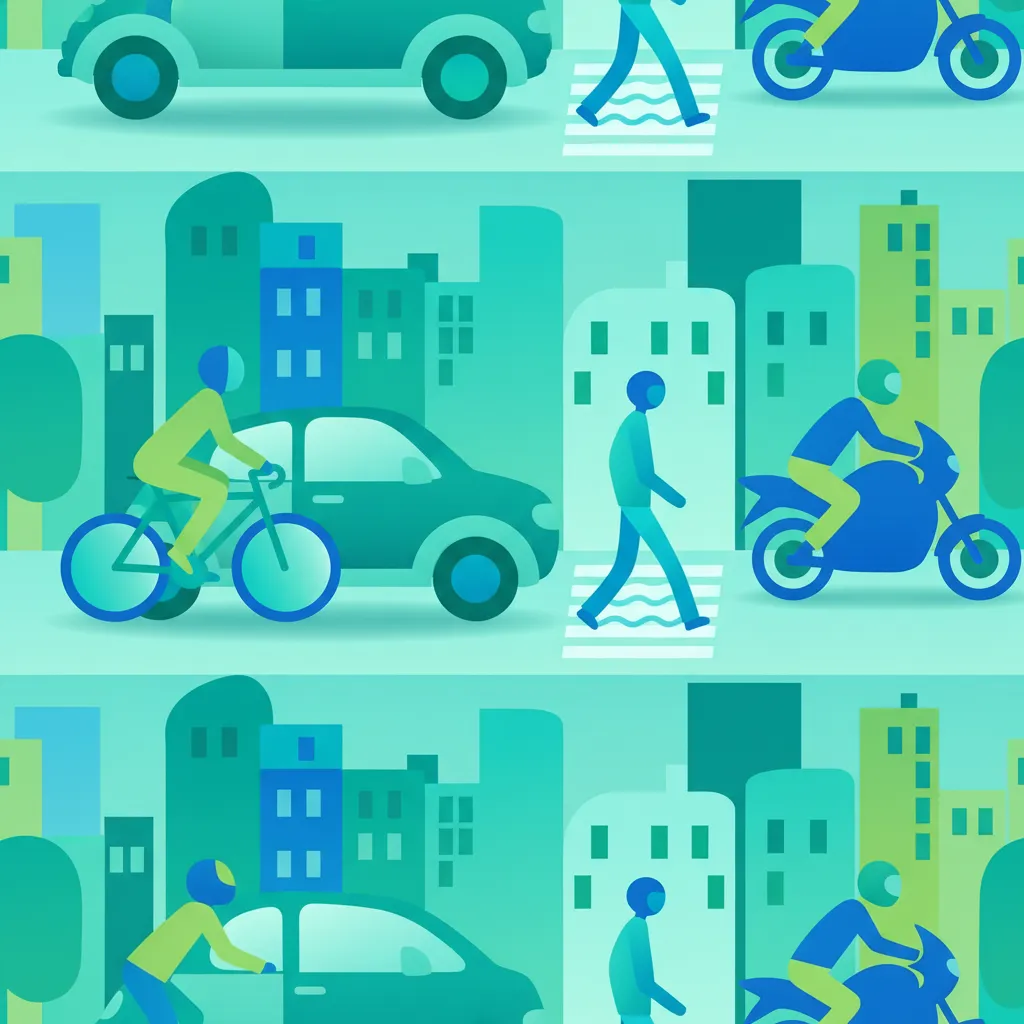 Illustration zum Thema Fahrtheorie Gemeinsames Fahren & Schutzbedürftige Verkehrsteilnehmer für Lernende in Spanien