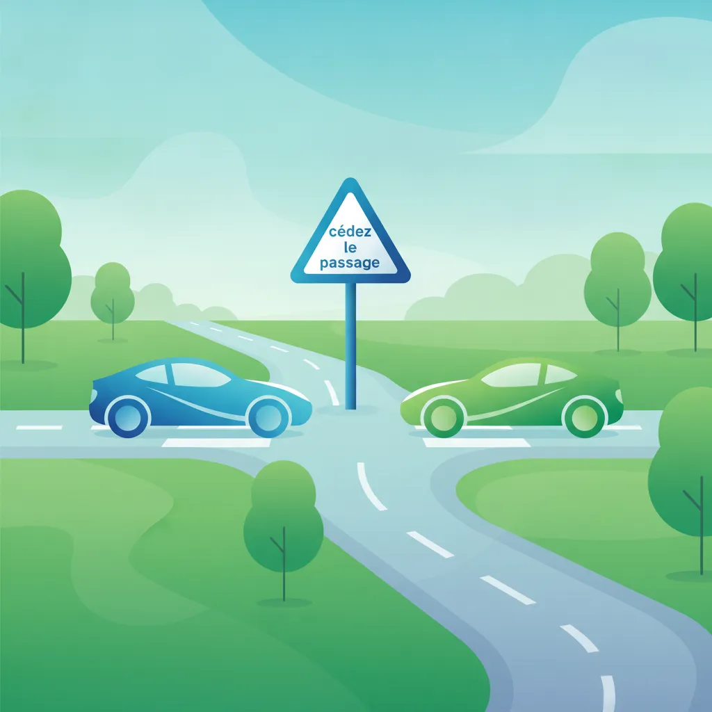 Illustration pour le sujet de théorie du permis Règles de priorité pour les apprenants de France