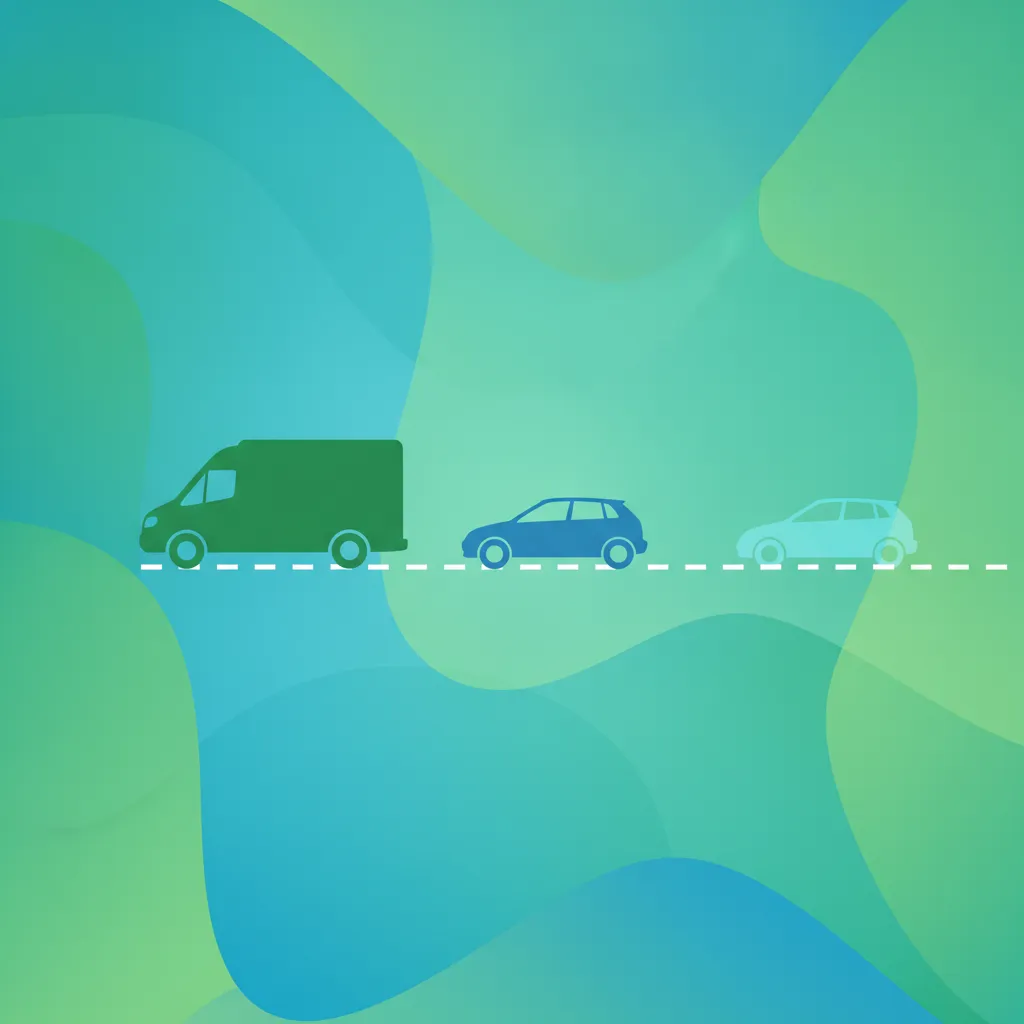 Illustration for the driving theory topic Tailgating & Safe Distance for learners in France