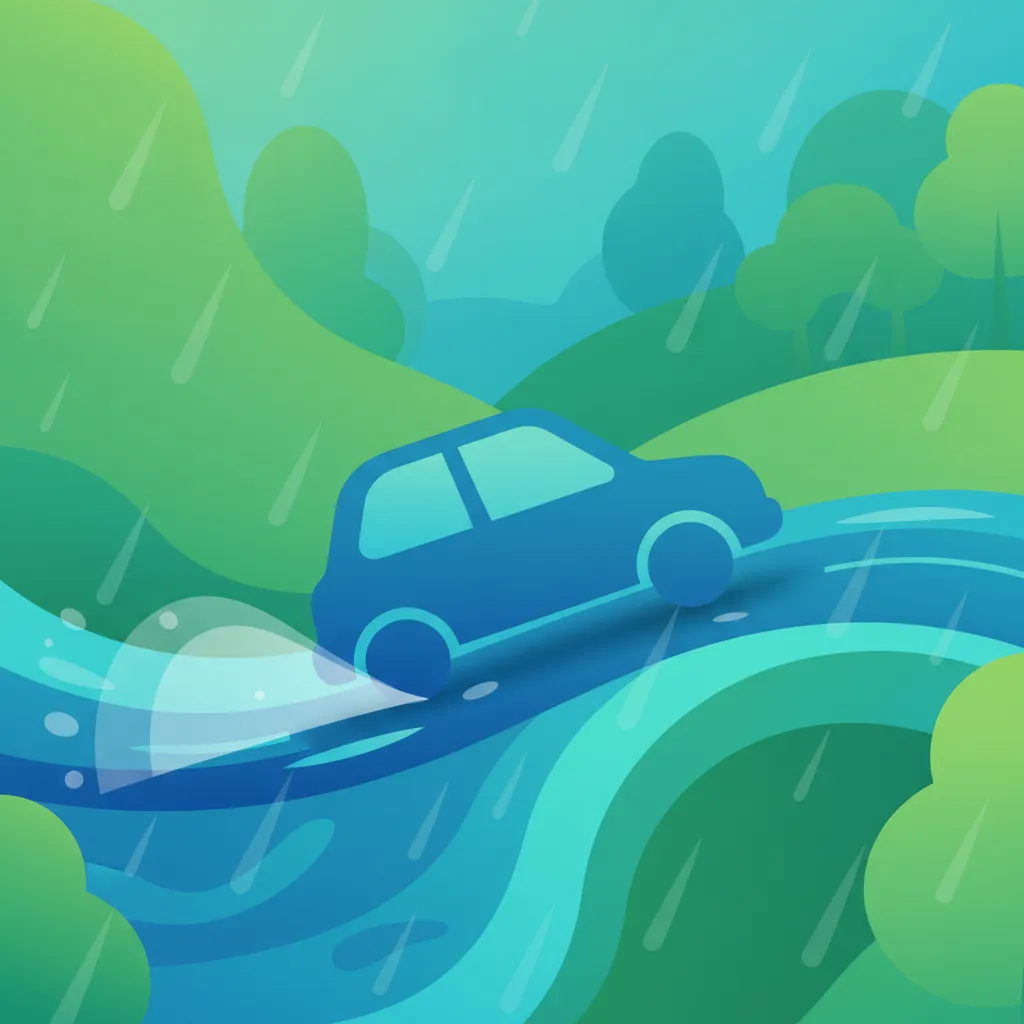 Illustration for the theory topic Rainy Weather Driving
