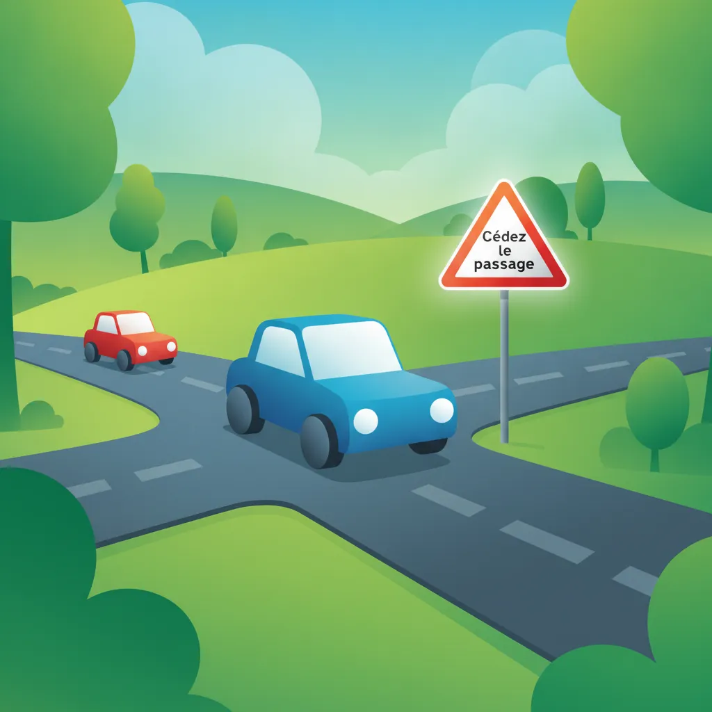 Illustration zum Thema Fahrtheorie Vorfahrtsschild-Regeln für Lernende in Frankreich