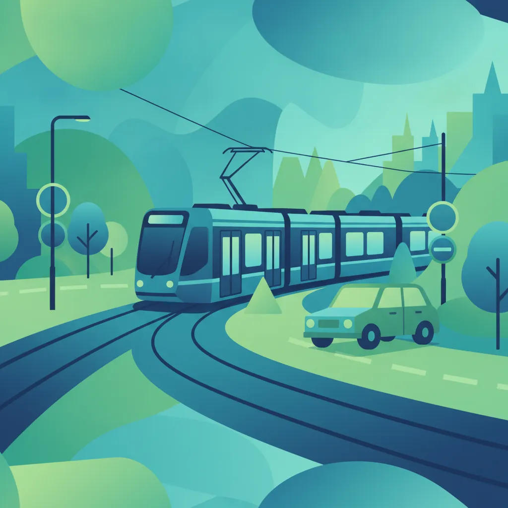 Illustration for the driving theory topic Tram Priority Rules for learners in France