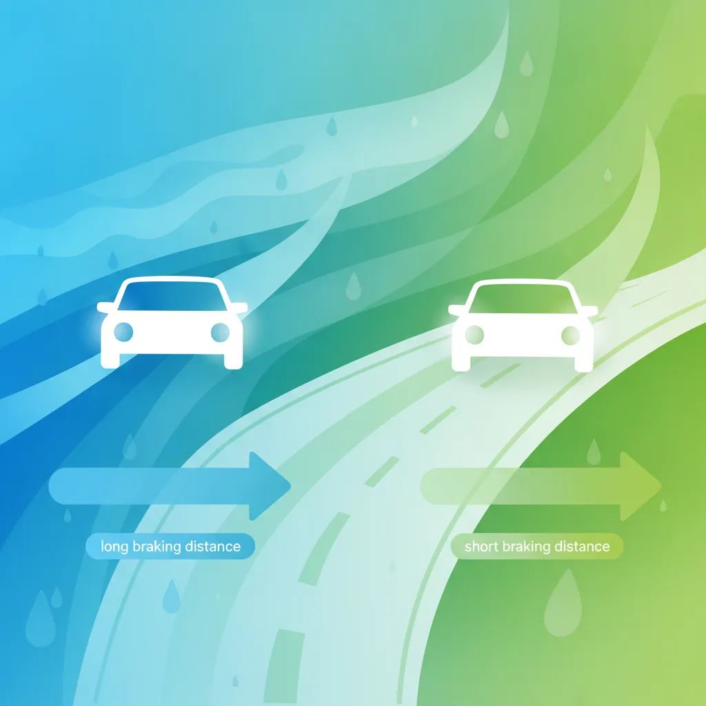 Illustration zum Thema Fahrtheorie Bremsweg für Lernende in Großbritannien