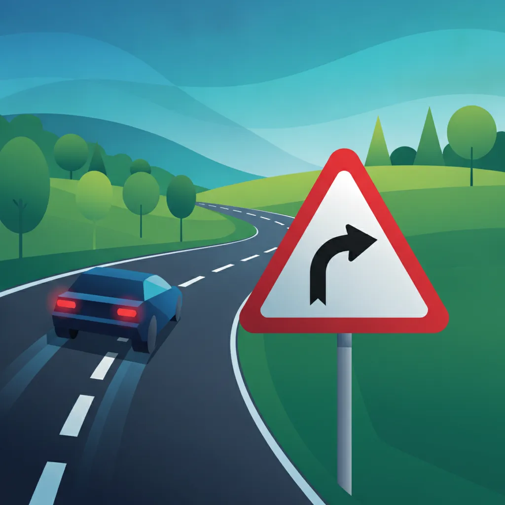 Illustration zum Thema Fahrtheorie Warnschilder verstehen für Lernende in Großbritannien
