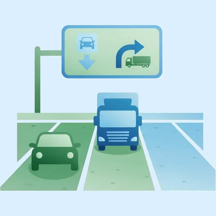 Ilustracja dla tematu teorii Korzystanie z pasów na autostradzie