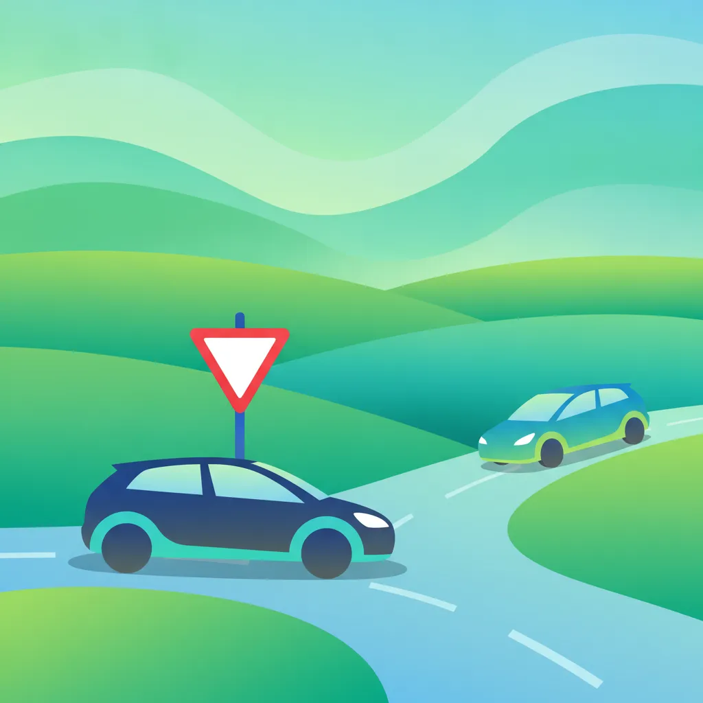 Illustration zum Theoriethema Vorfahrtsregeln (Irland)