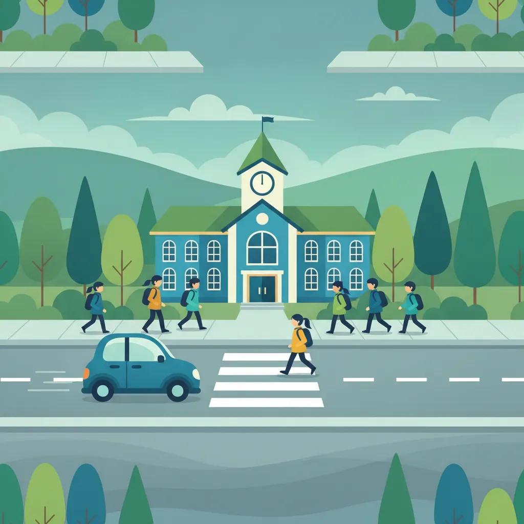Ilustracja tematu teorii jazdy Jazda w Strefach Szkolnych dla uczniów w Irlandia