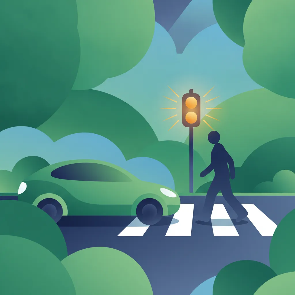 Ilustracja dla tematu teorii Przepisy dotyczące pierwszeństwa pieszych