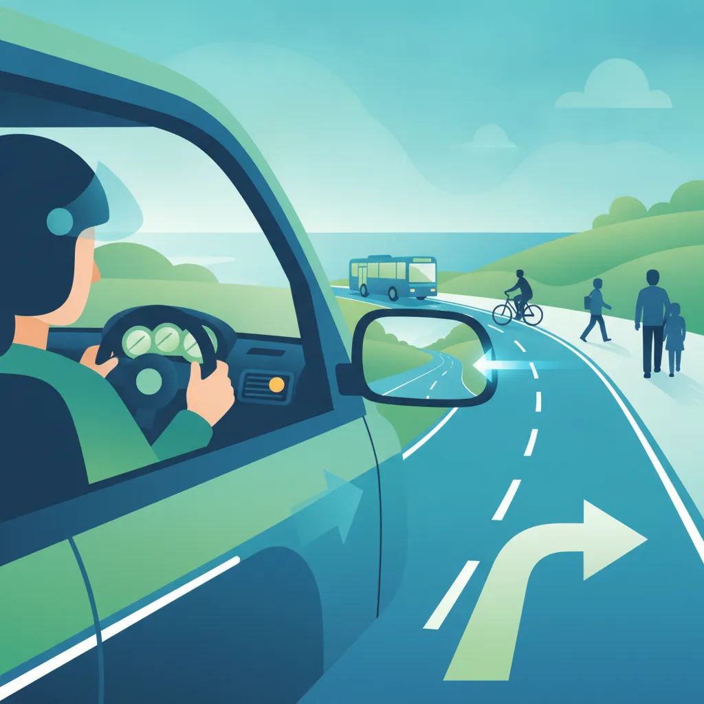 Ilustracja tematu teorii jazdy Przewodnik po bezpiecznym skręcaniu dla uczniów w Irlandia