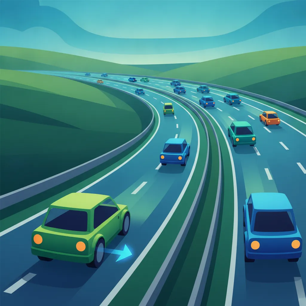 Ilustracja tematu teorii jazdy Zjazd z drogi w ruchu drogowym dla uczniów w Irlandia
