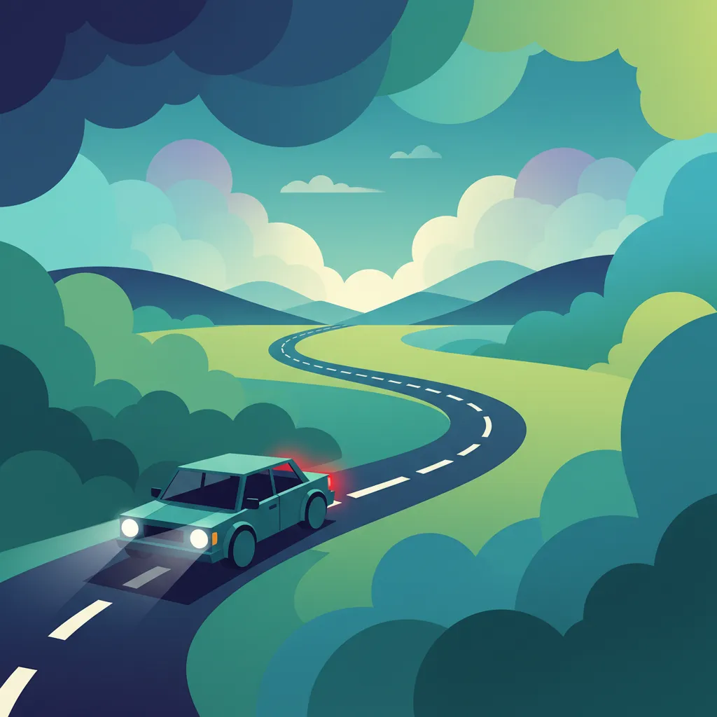 Illustration zum Thema Fahrtheorie Regeln für Scheinwerfer & Sichtbarkeit für Lernende in Island