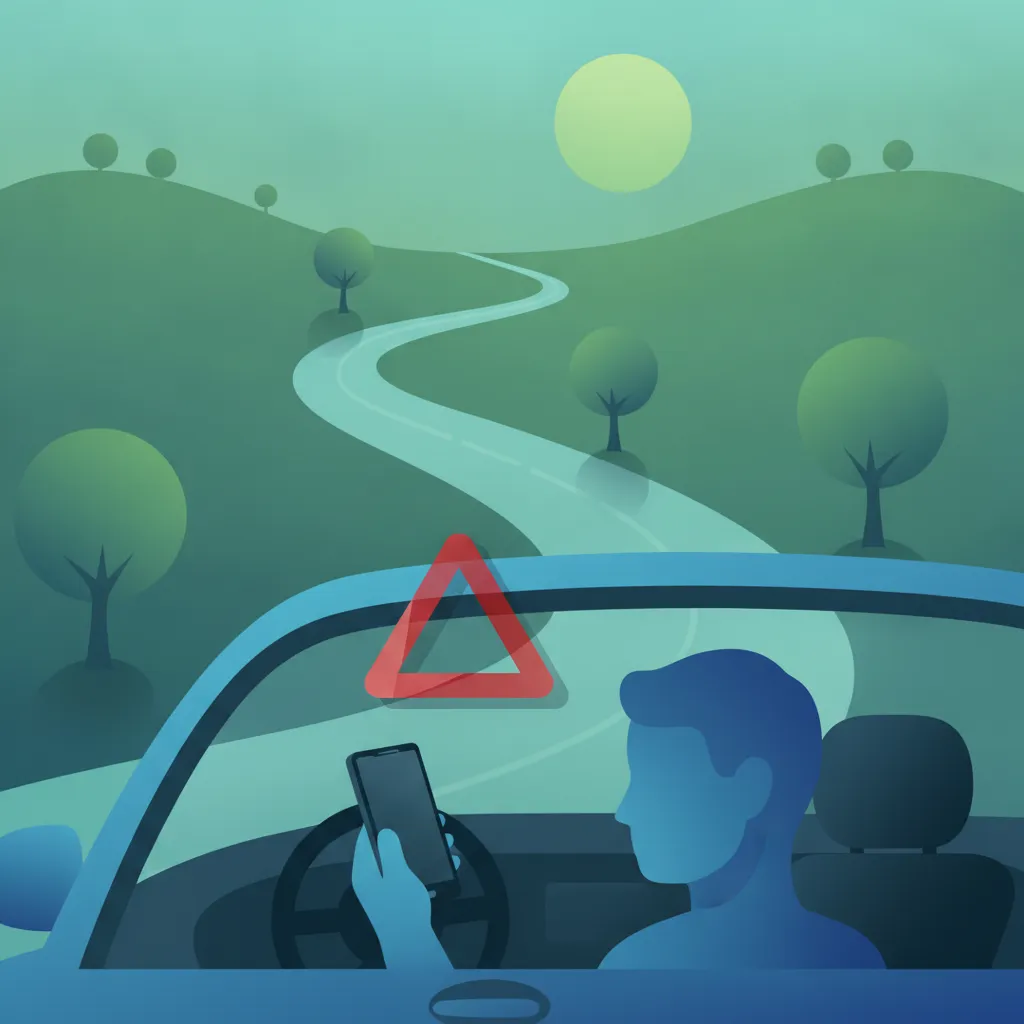 Illustration zum Theoriethema Handynutzung & Fahrsicherheit