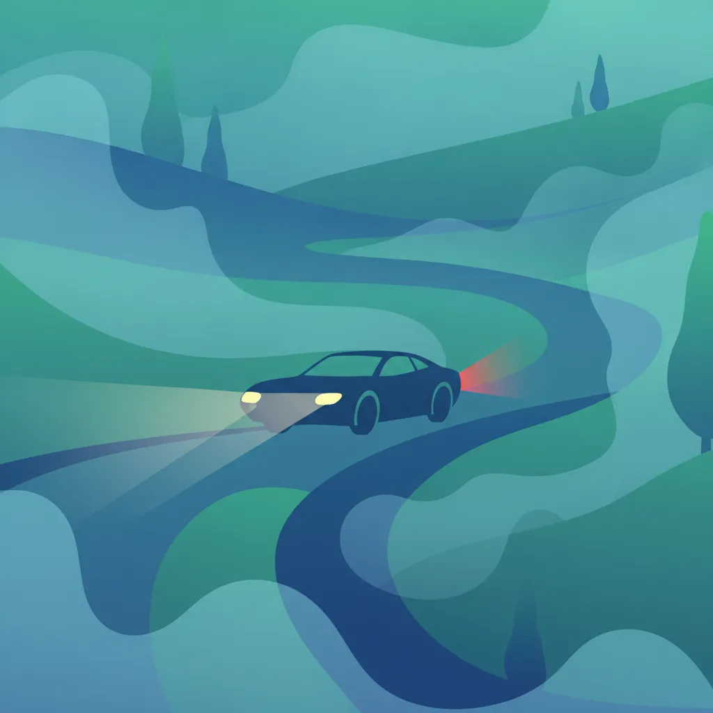 Illustration zum Theoriethema Nebel Fahrregeln Italien