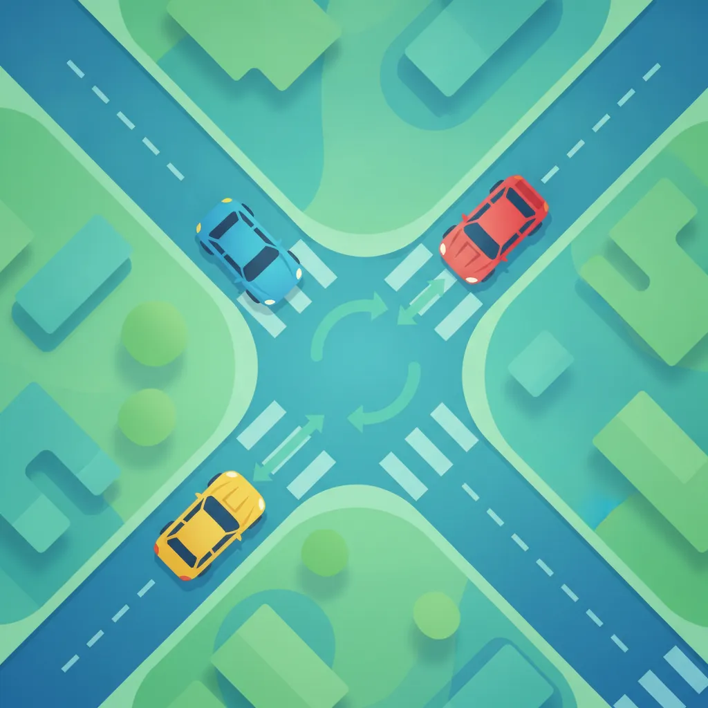 Illustration zum Thema Fahrtheorie Unkontrollierte Kreuzungen für Lernende in Italien