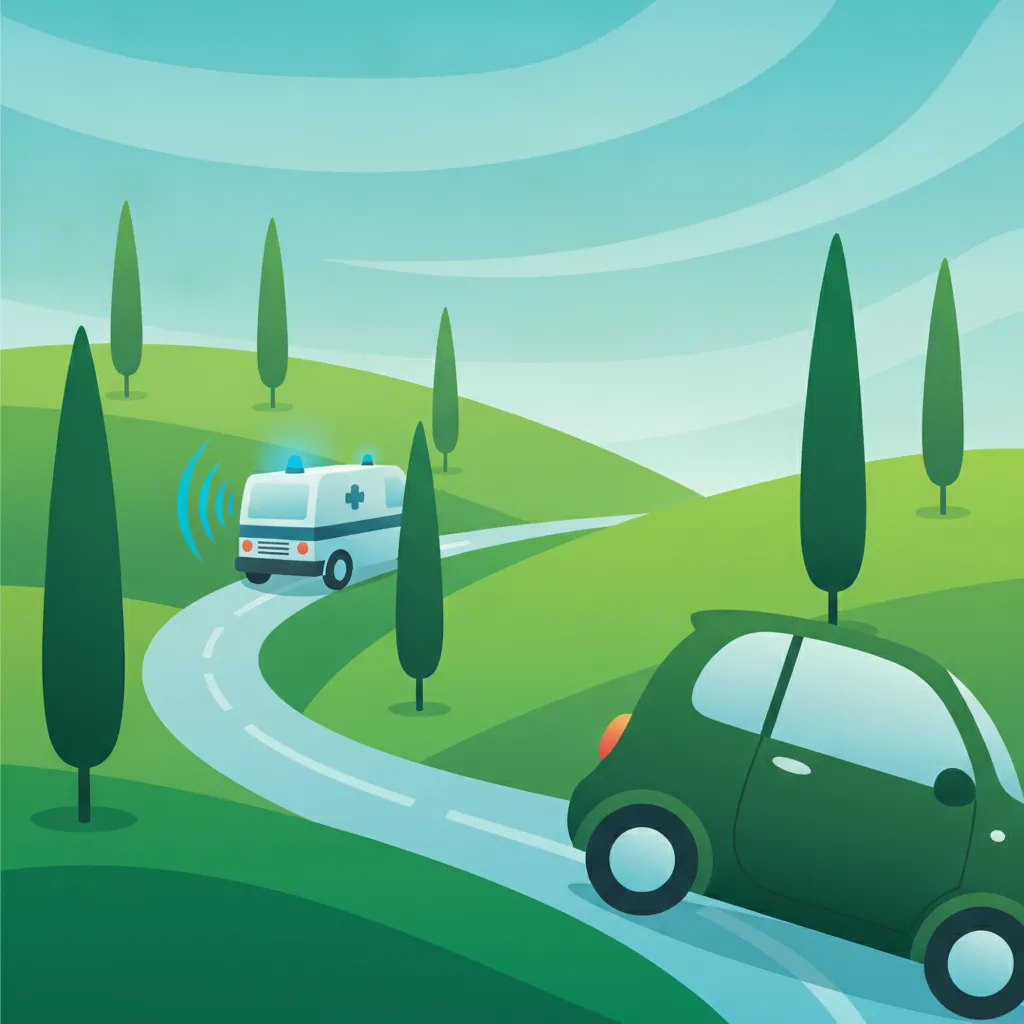 Illustration zum Theoriethema Vorfahrt für Einsatzfahrzeuge