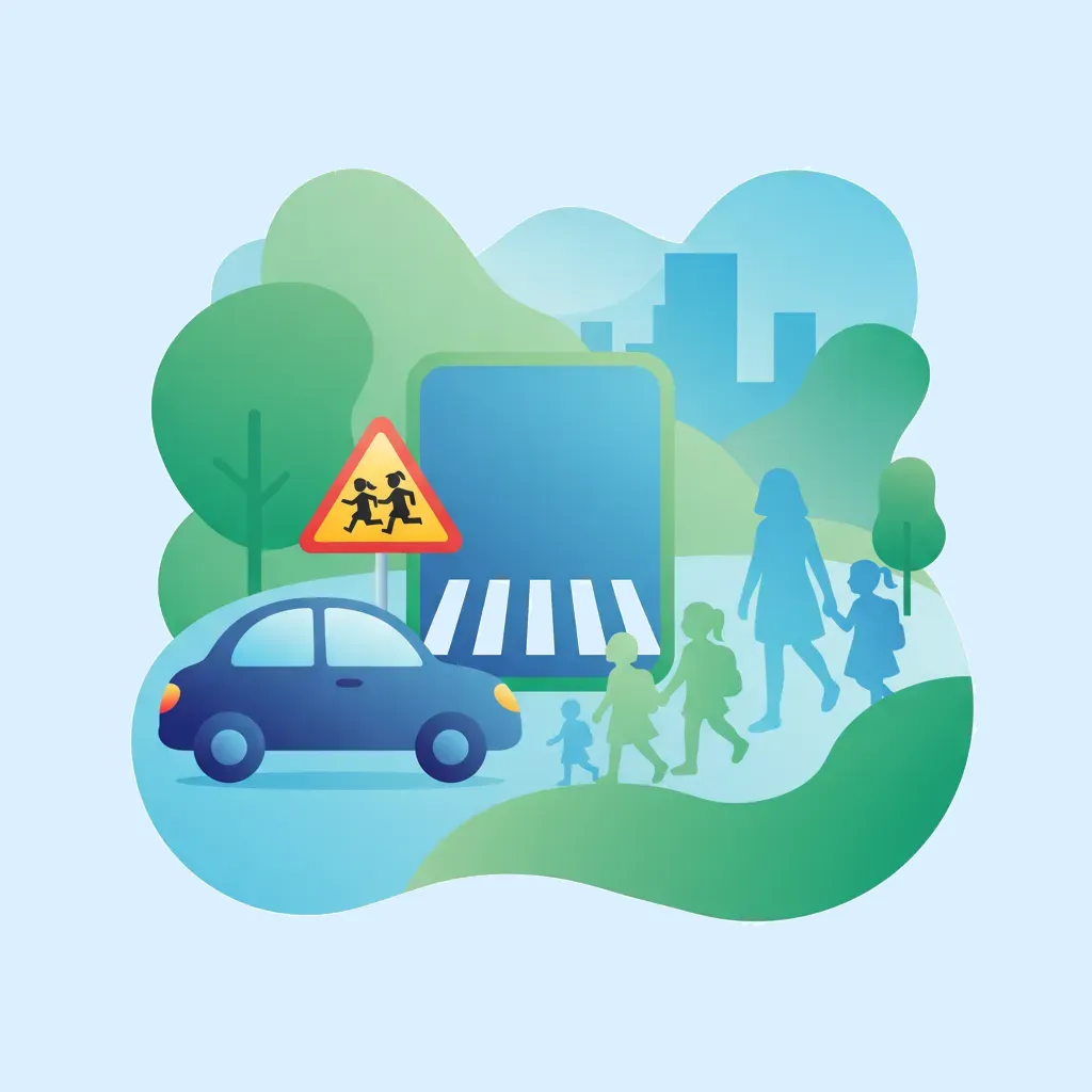 Illustration zum Thema Fahrtheorie Italienische Schulzonenregeln für Lernende in Italien