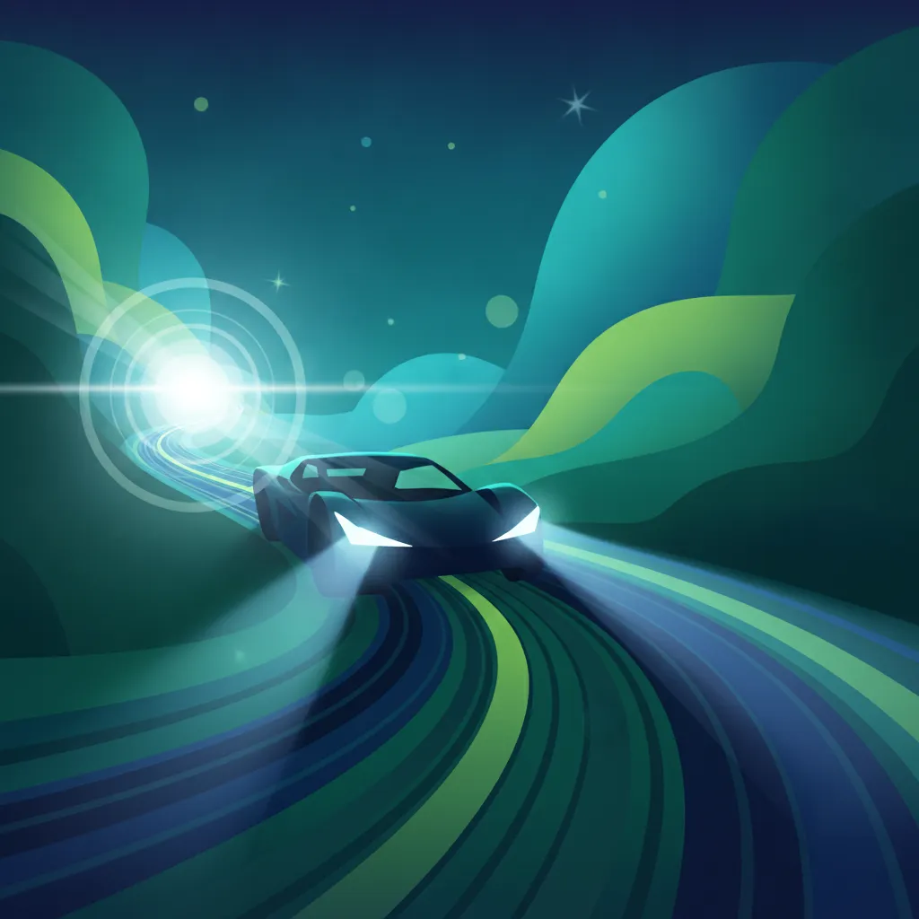 Illustration for the driving theory topic Night Driving Safety for learners in Italy