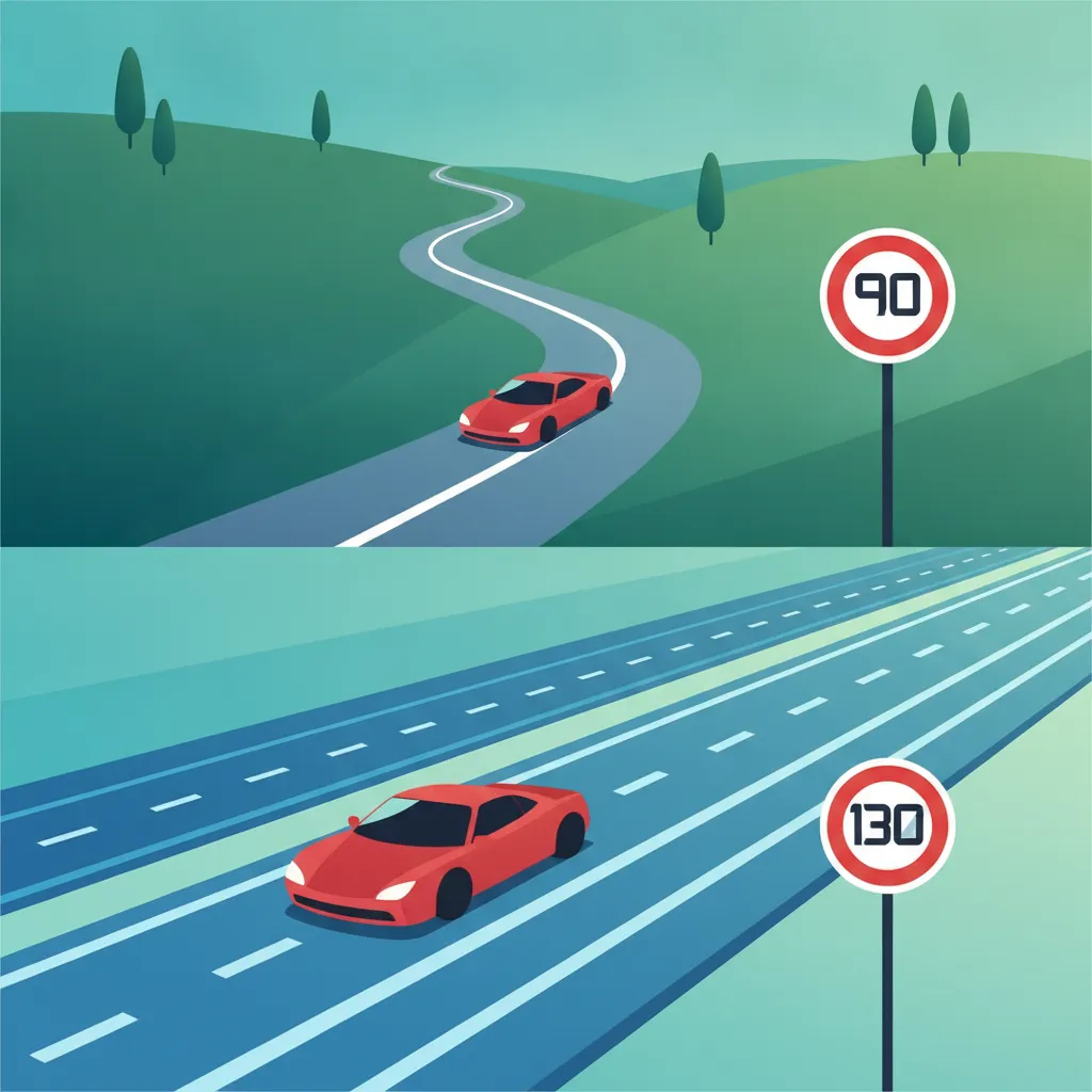 Illustration zum Theoriethema Italienische Geschwindigkeitsbegrenzungen erklärt