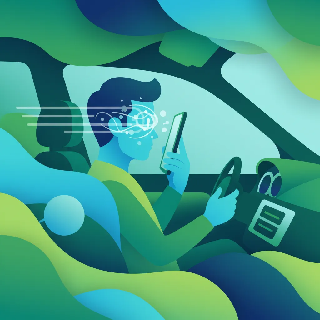 Illustration zum Thema Fahrtheorie Handynutzung & Ablenkung für Lernende in die Niederlande