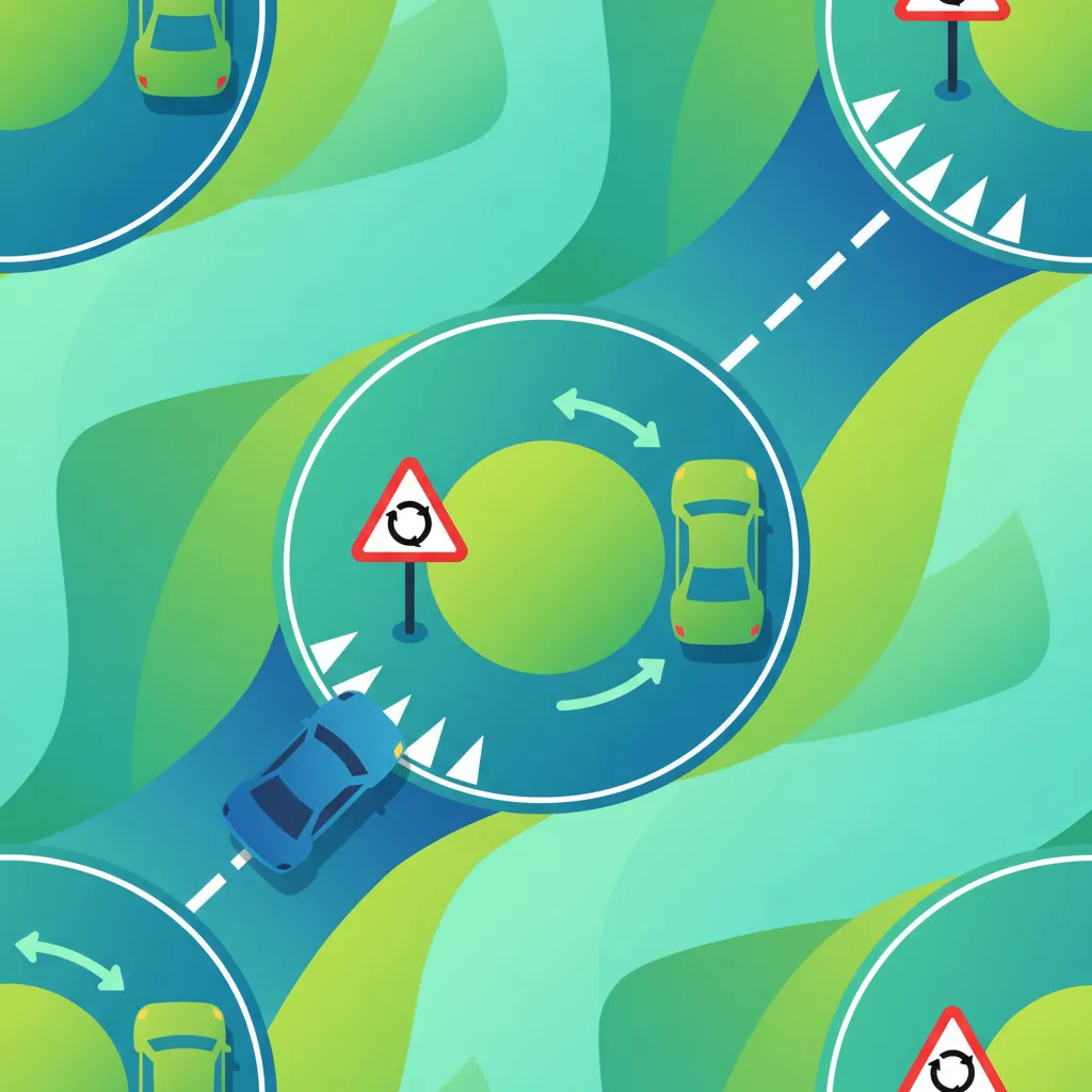 Illustration zum Thema Fahrtheorie Vorfahrt im Kreisverkehr für Lernende in die Niederlande