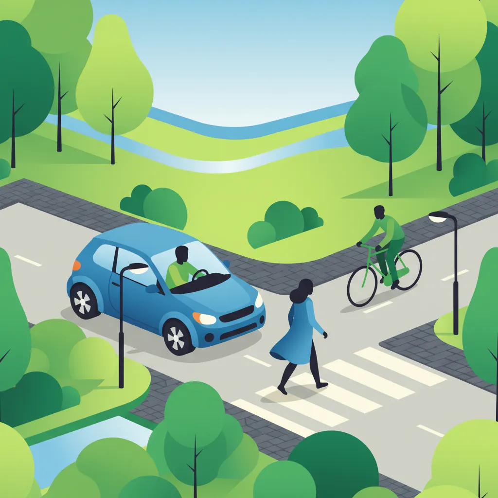 Illustration zum Thema Fahrtheorie Regeln für sicheres Abbiegen für Lernende in die Niederlande