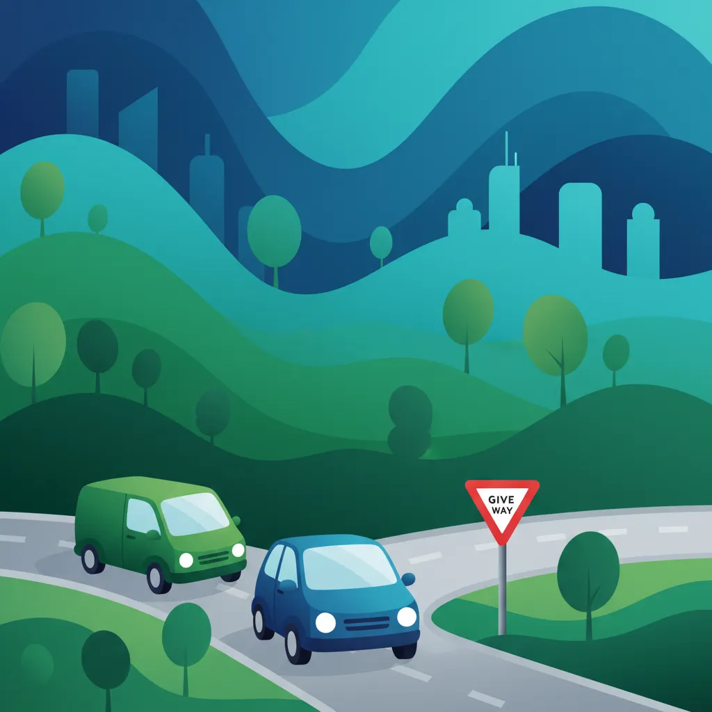 Illustration zum Thema Fahrtheorie Vorfahrtsschild Regeln für Lernende in die Niederlande