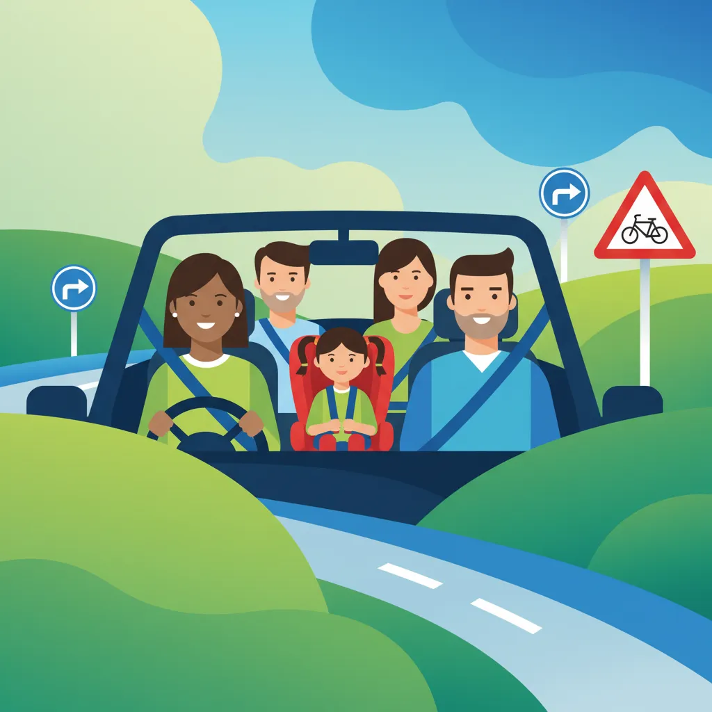 Illustration pour le sujet de théorie du permis Règles néerlandaises sur les ceintures de sécurité pour les apprenants de les Pays-Bas