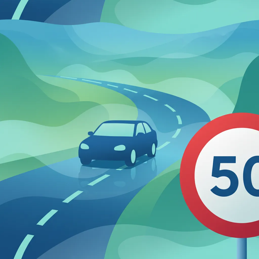 Illustration zum Thema Fahrtheorie Sichere Geschwindigkeit für Lernende in die Niederlande