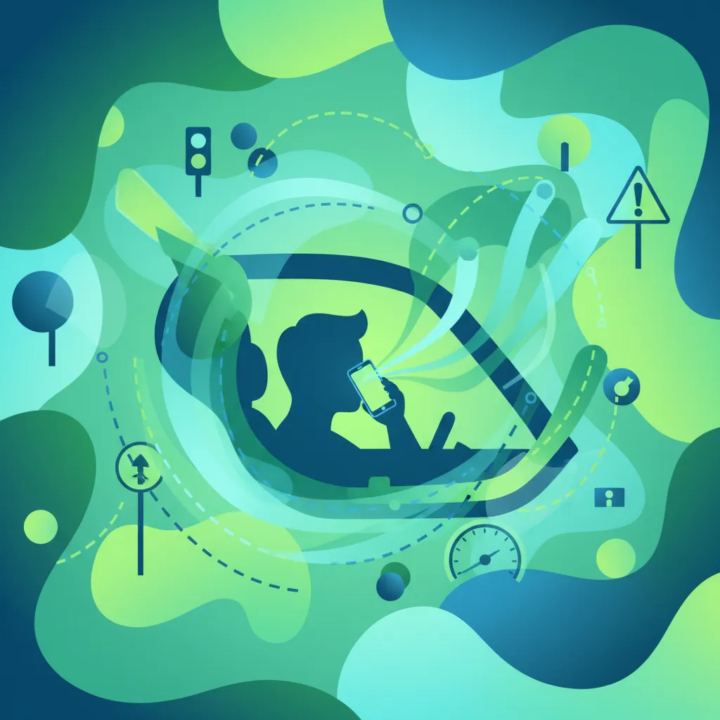 Illustration zum Theoriethema Handynutzung am Steuer