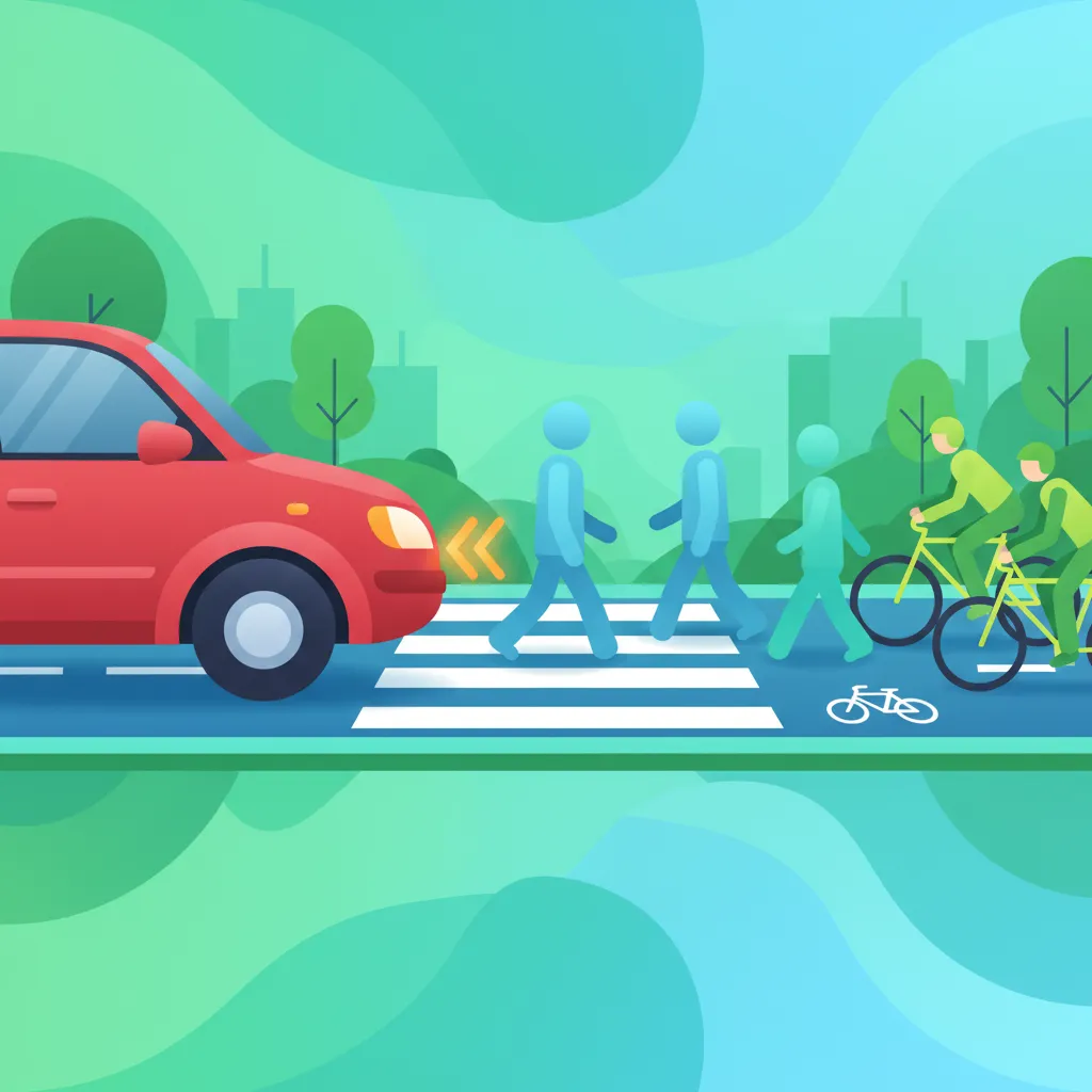 Illustration zum Thema Fahrtheorie Sicheres Abbiegen für Lernende in Polen