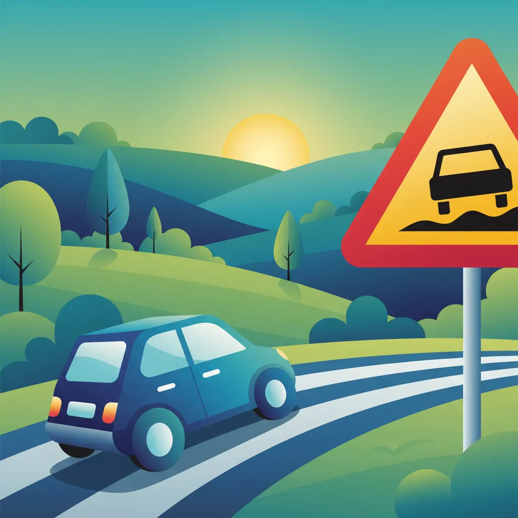 Illustration pour le sujet de théorie du permis Panneaux de Danger et Risques Routiers pour les apprenants de Pologne